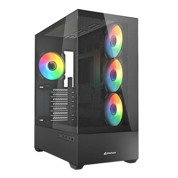 Case RGB Sharkoon AK6 mid tower ventiladores 4 de 120MM con vidrio lateral 4044951041695