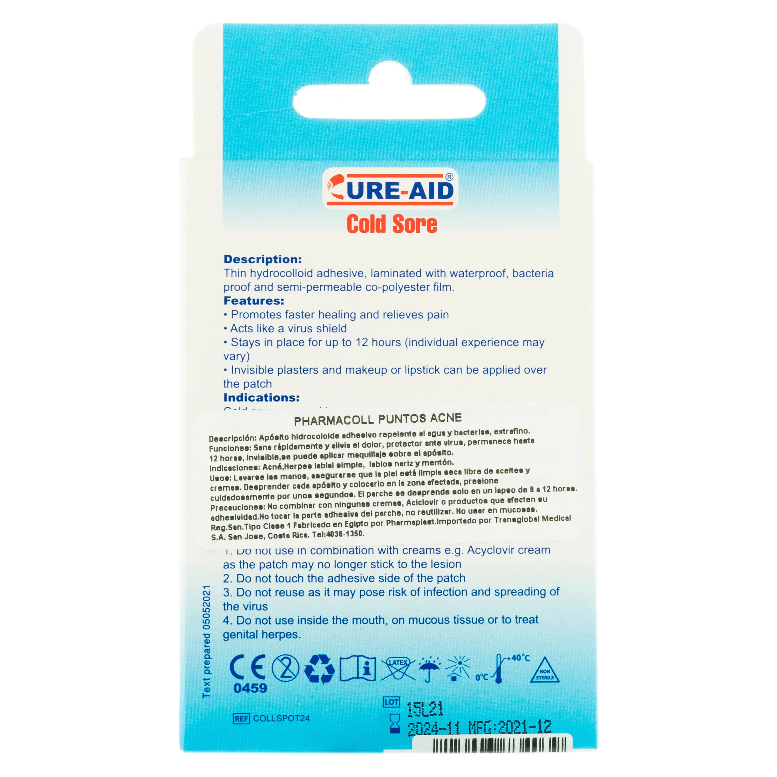 Parche Labial Cure-Aid Hidrocoliode 24 unidades