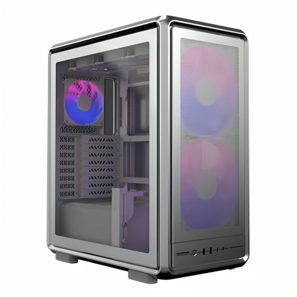 Case Cooler Master Mid Tower Masterframe 500 Mesh Silver ARGB Ventiladores 3 con Vidrio Templado y Malla Frontal – Gris (2X200 MM + 1X120 MM)
