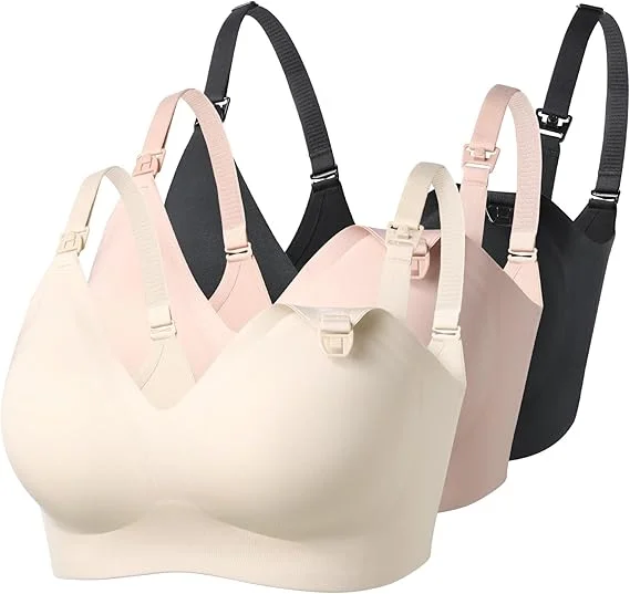 Sujetador o Brasier de lactancia Momcozy YN21-Paquete de 3-negro,beige,crema