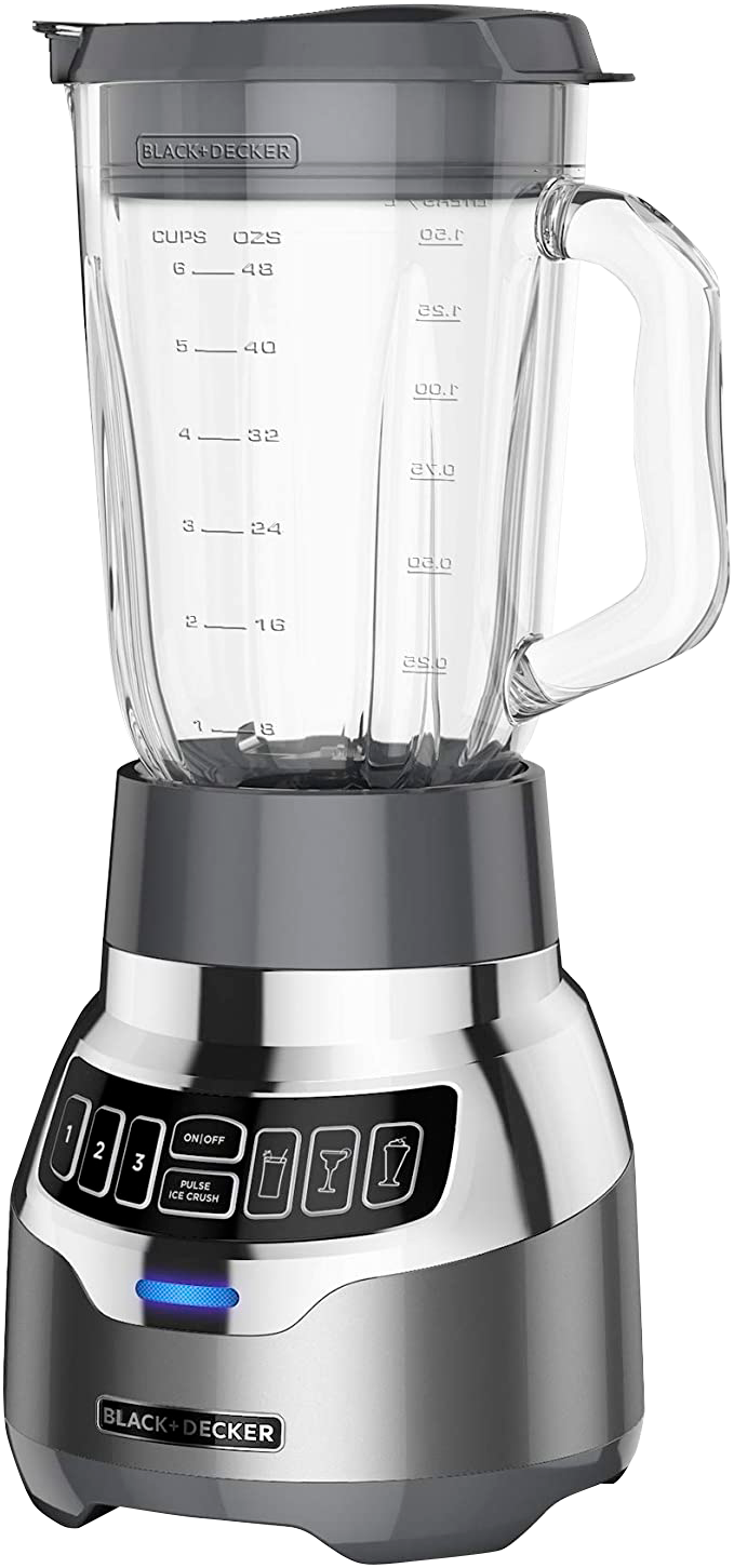 Black + Decker licuadora 3 veloc silenciosa vidrio 1.5L 900w digital inox + vaso personal – BL1300DG-PLA