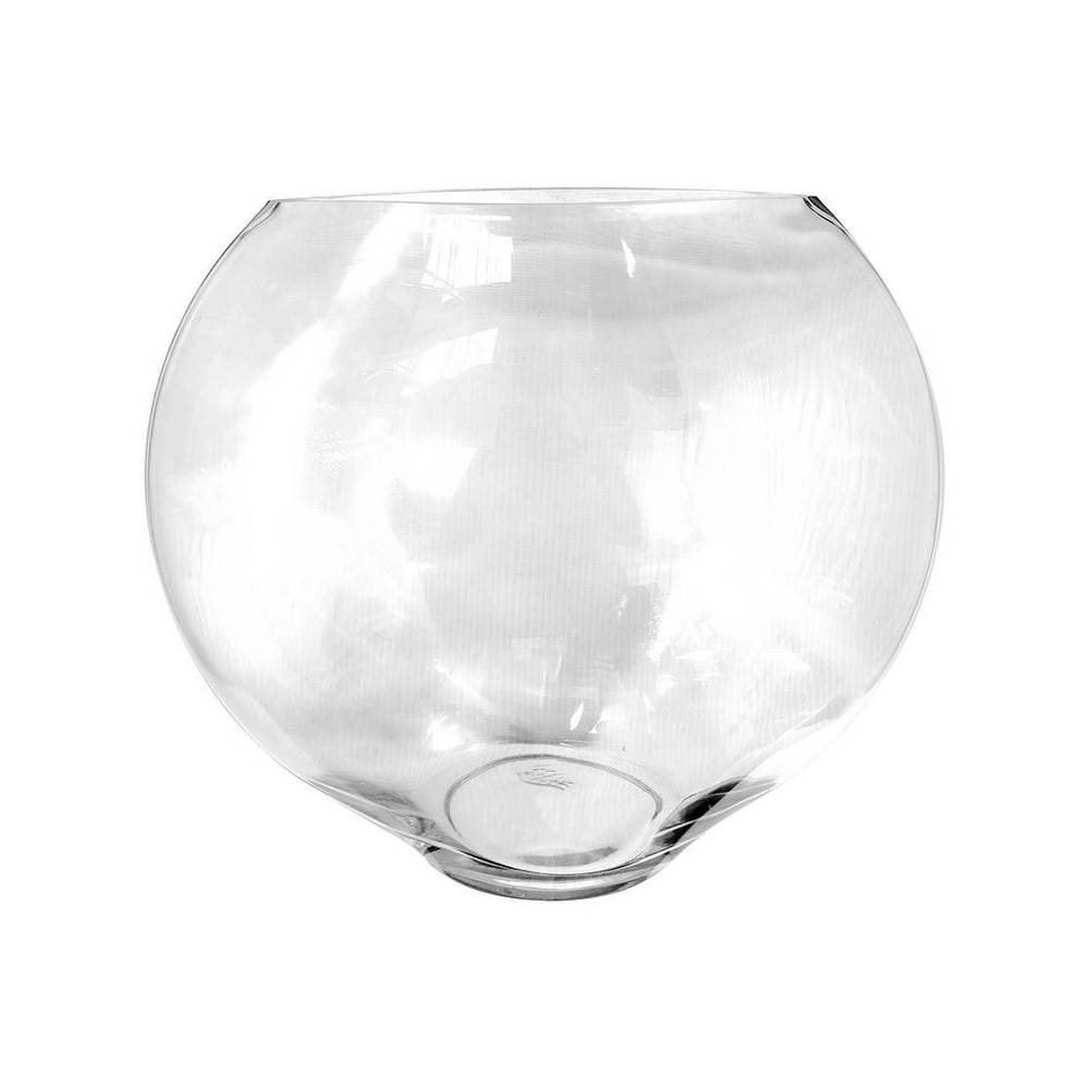Florero decorativo de vidrio redondo plano 30 cm