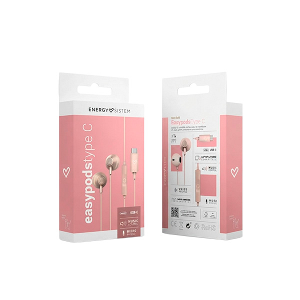 Energy Sistem Audífonos USB-C oro rosado