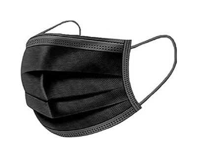 Mascarilla Cubre Bocas de 3 pliegues color negro 50 unidades