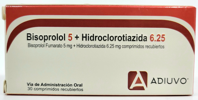 Bisoprolol HCTZ Adiuvo, 5/6.25 mg, 30 comprimidos recubiertos