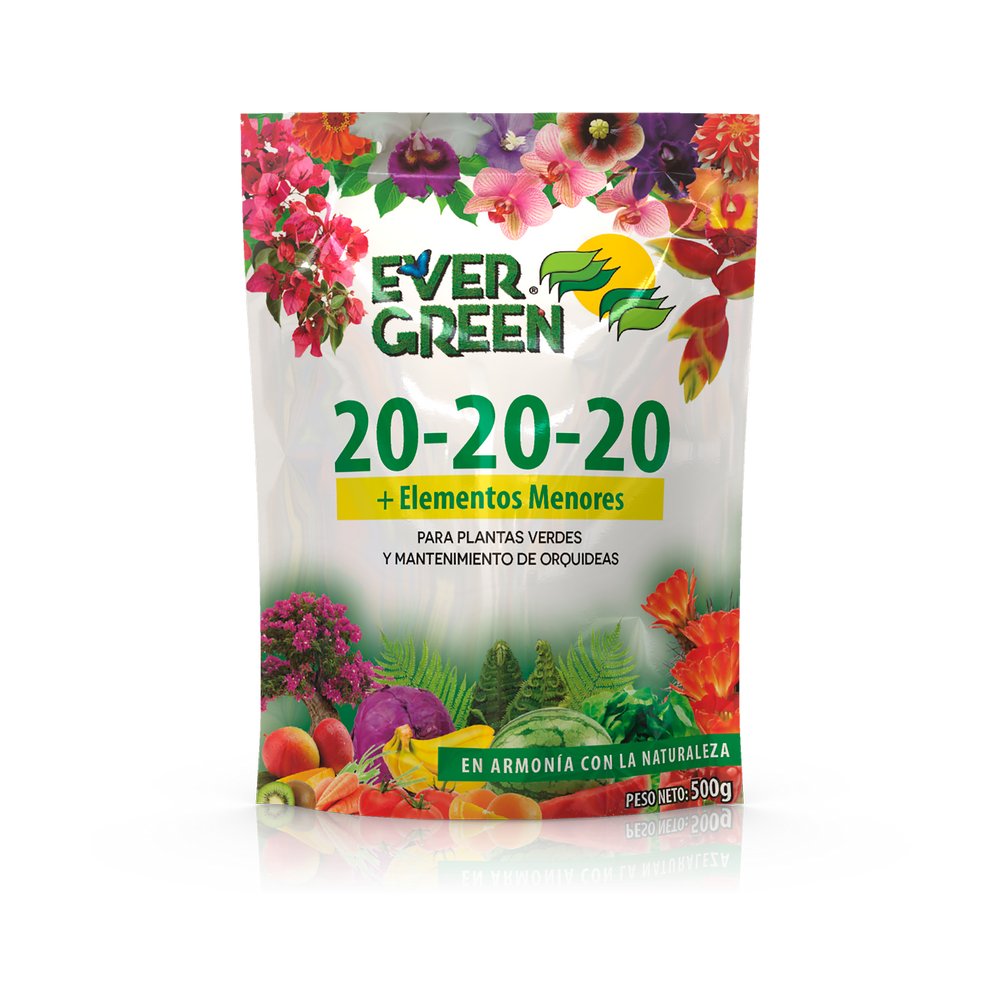 Fertilizante plantas verdes y orquideas 20 20 20, 500 g