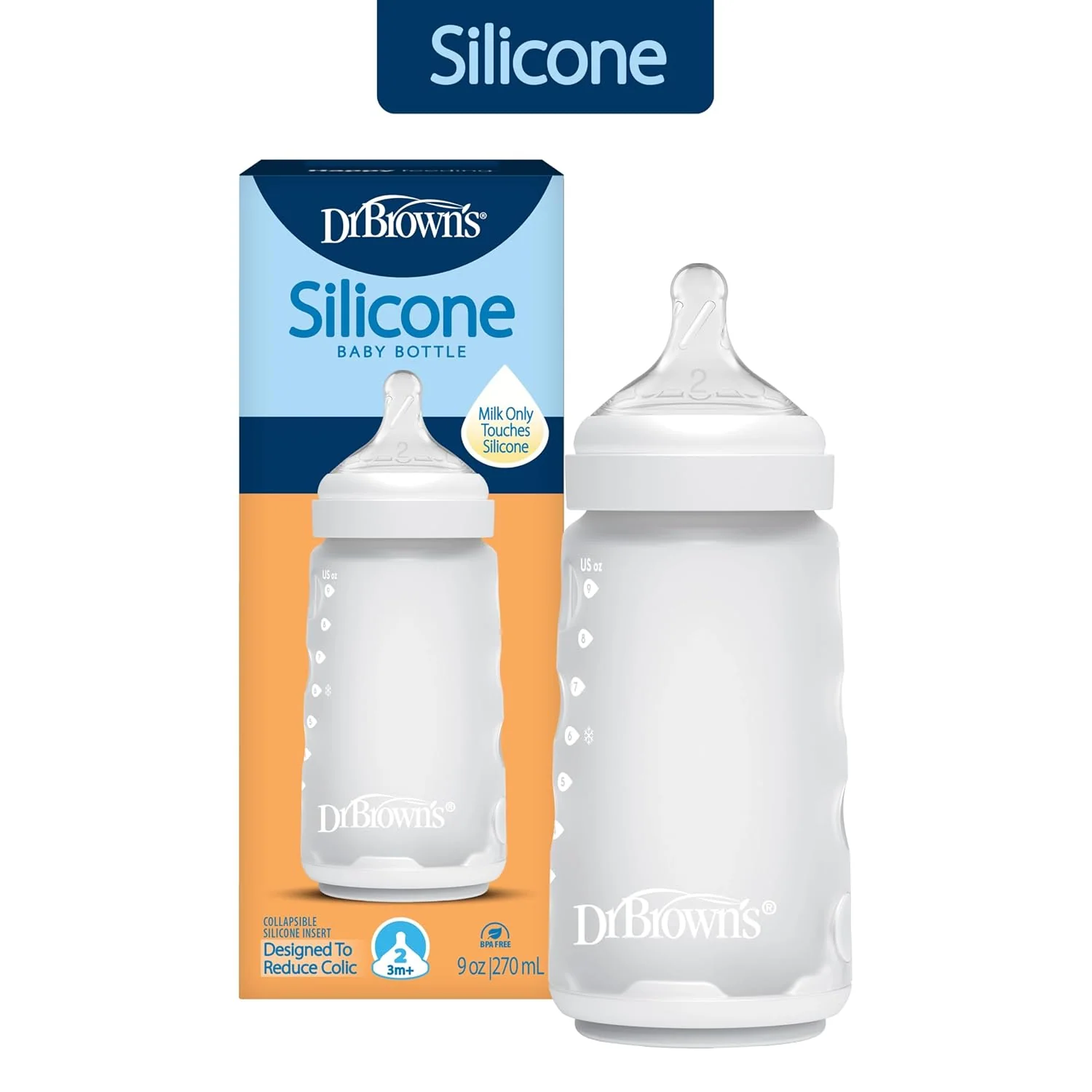 Chupón anticolicos cuello Ancho de silicon 9oz DrBrowns