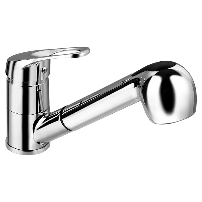 Grifo para cocina monomando recto bajo plata cromado con manilla palanca