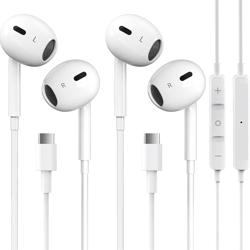 2 Pack USB C Wired Headphones for iPhone 18/17/16/15 Pro Max Ea