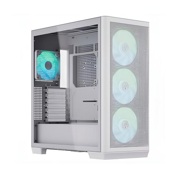 Case Apnx Gaming RGB Mid Tower C1-WT-v1 Ventiladores 4 de con Malla Frontal y Lateral – Blanco