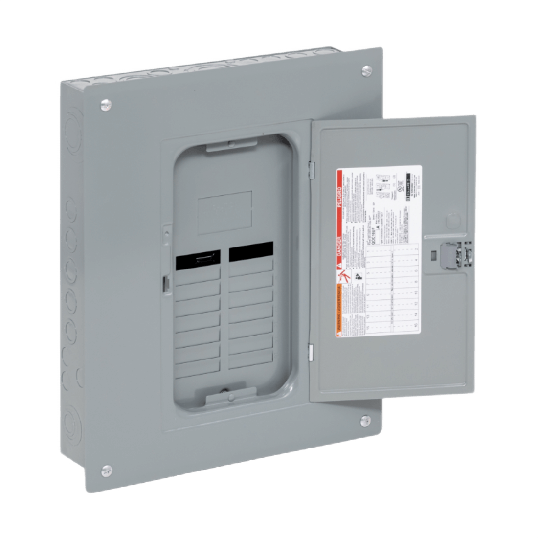 SQUARE D QO112L125PGC CENTRO DE CARGA QO 12 ESPACIOS 24 CIRCUITOS 125A 1FASE UL NEMA 1 C/CUBIERTA INCLUIDA