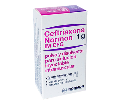 CEFTRIAXONA NORMON 1G I.M. EFG POLVO Y DISOLVENTE SOLUCIÓN INYECTABLE