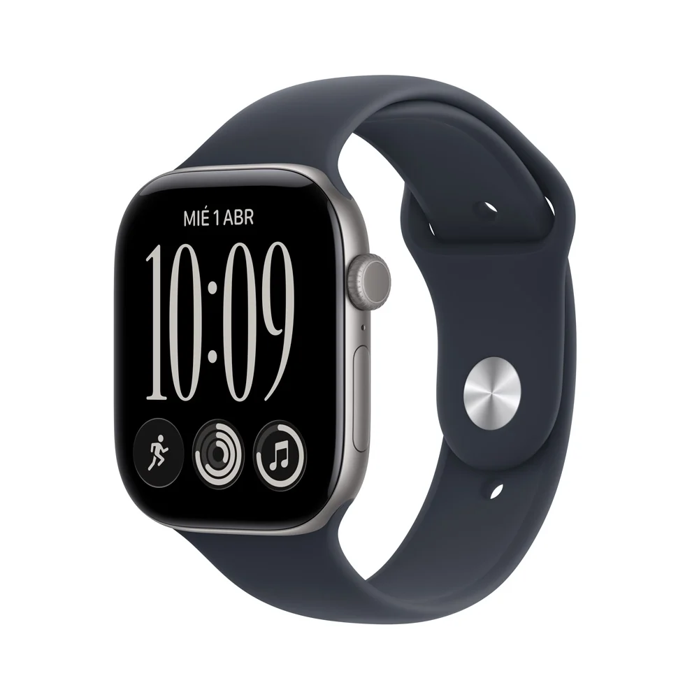 Apple Watch Series 12 GPS • Caja de aluminio gris espacial de 46 mm • Correa deportiva azul marino – S/M