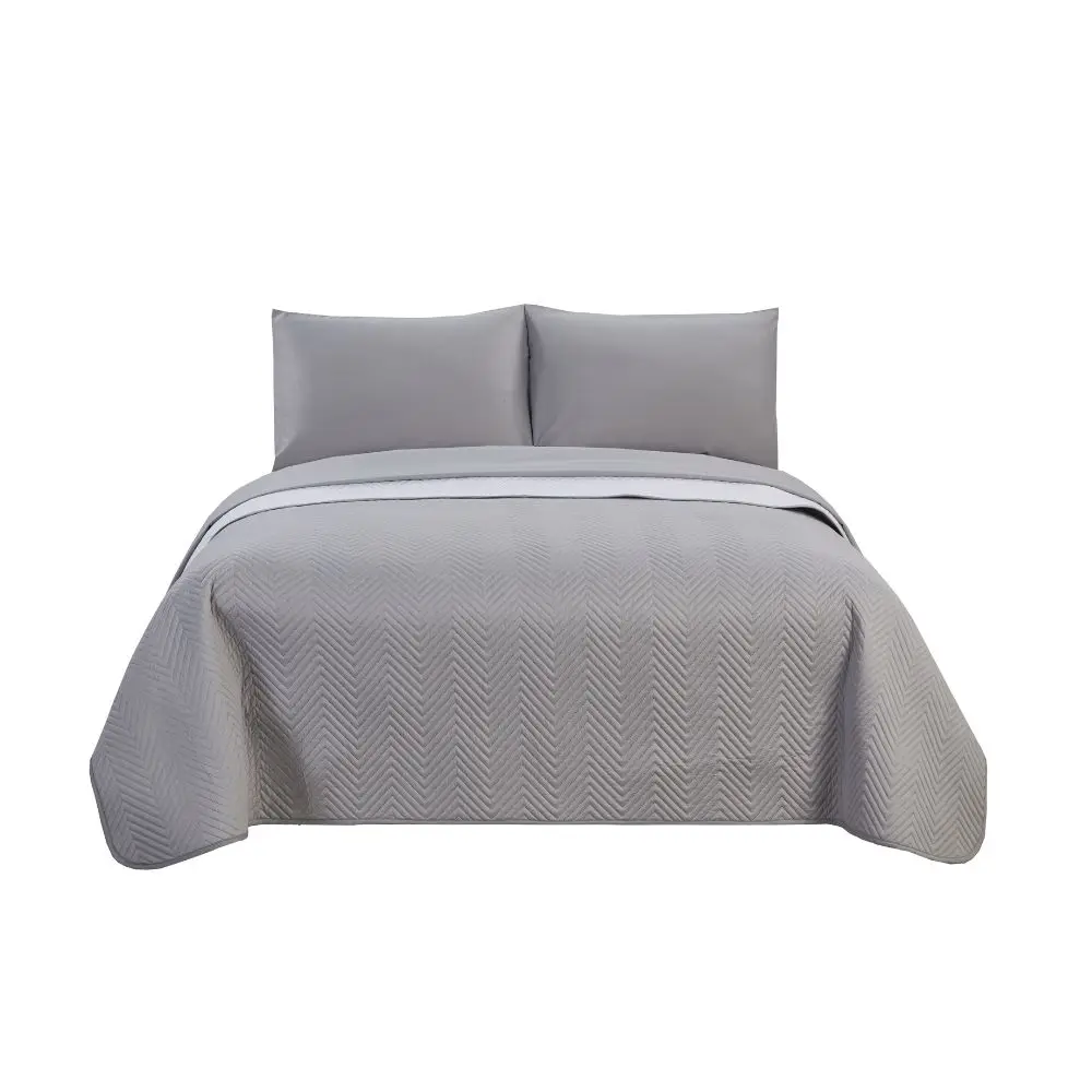 Set de Colcha Quattro King Gris QTTBDQK010