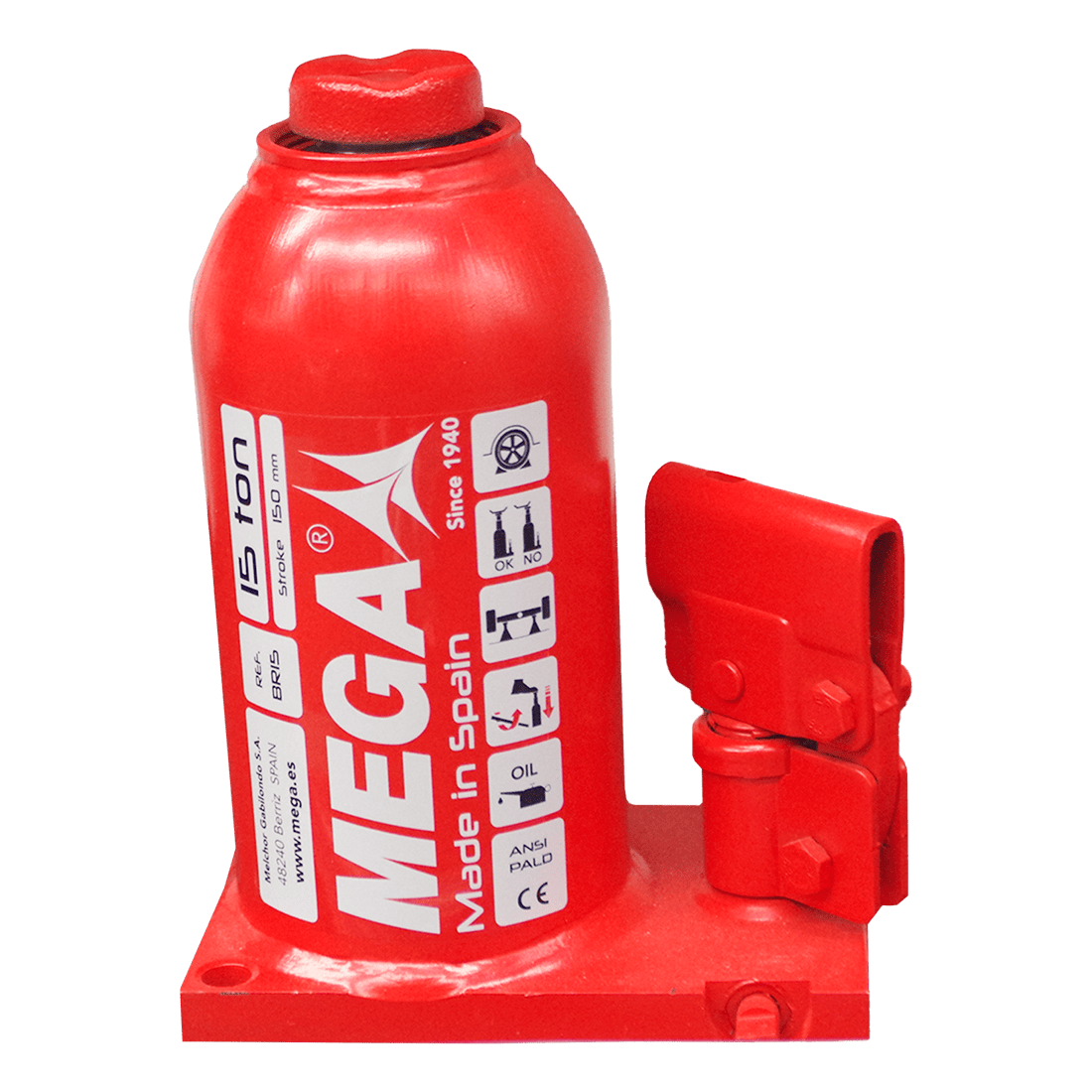 MEGA BR15 GATA HIDRAULICA DE BOTELLA 15 TON 228MM (MIN) 452MM (MAX)