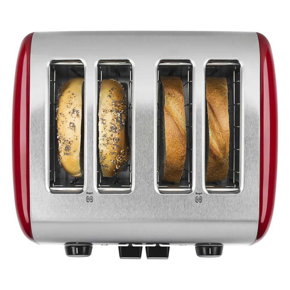 Tostadora acero inox rojo 4 rebanadas