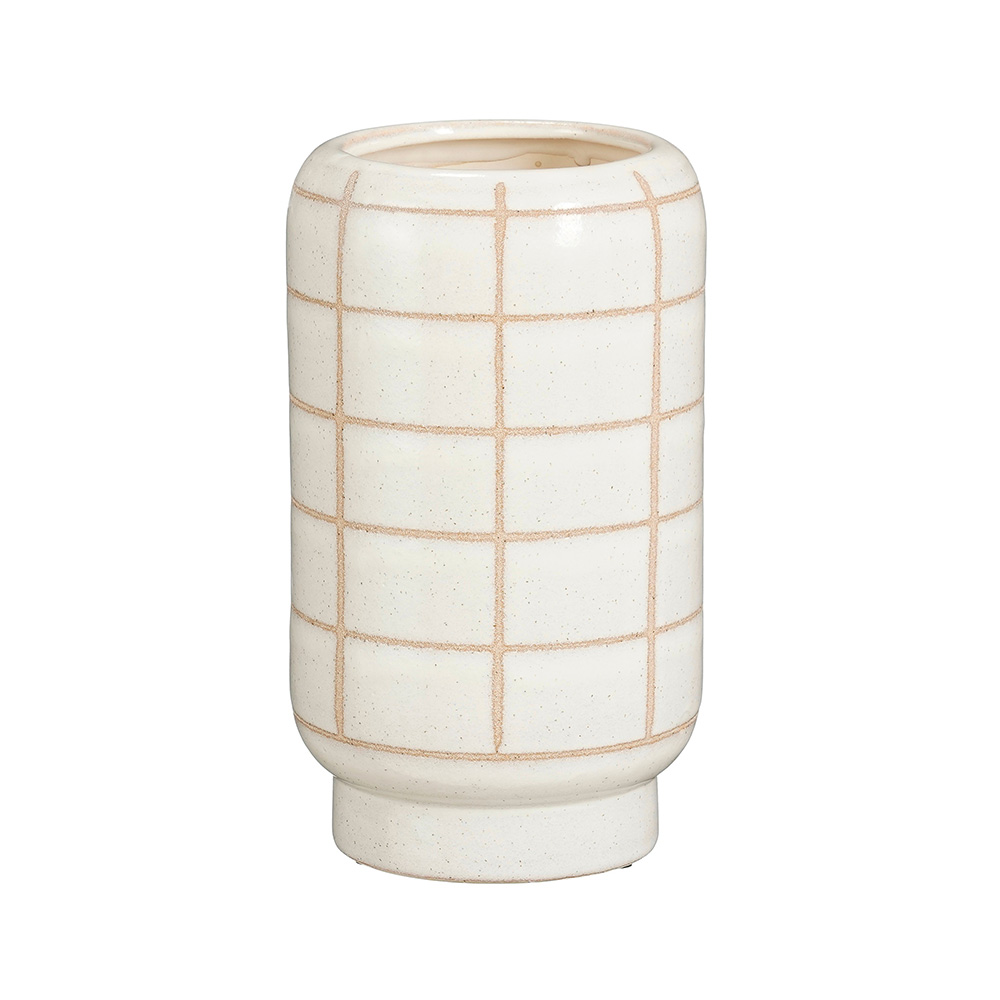 Jarron decorativo 24.5 cm jake blanco con cuadros