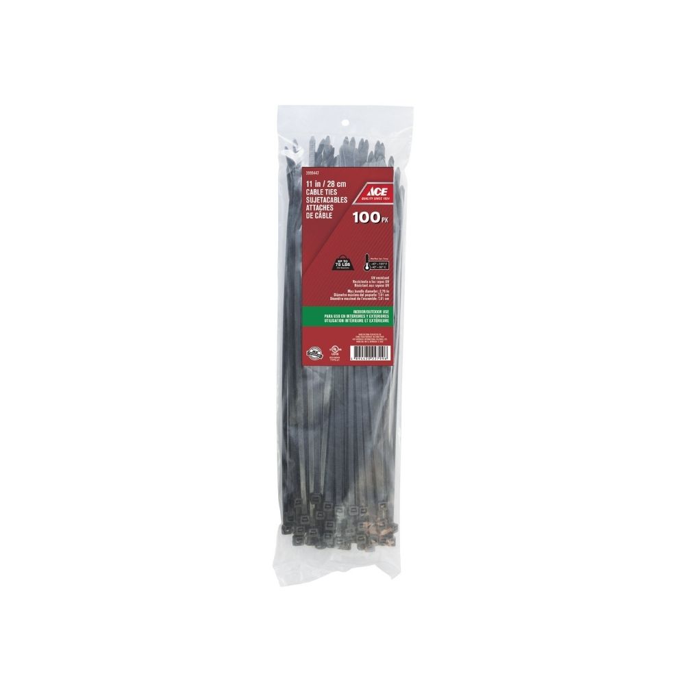 Amarra plastica 27.94cm 75lb negro pack 100