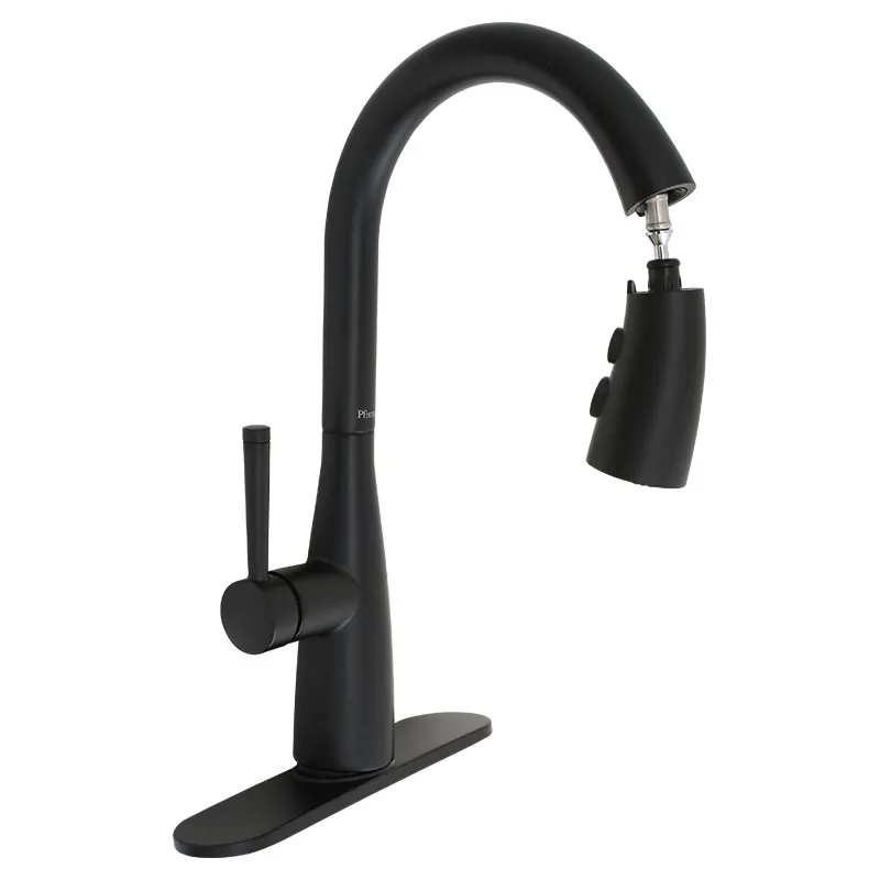 Grifo cocina cuello ganso monomando negro mate