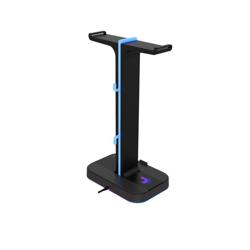 Soporte RGB Doble Para Audifonos, 2 Puertos USB, Yurei Xtech