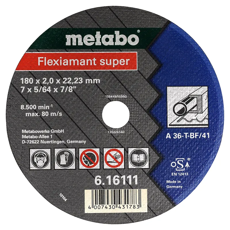Disco de corte metal 7" x 5/64" x 7/8" Metabo