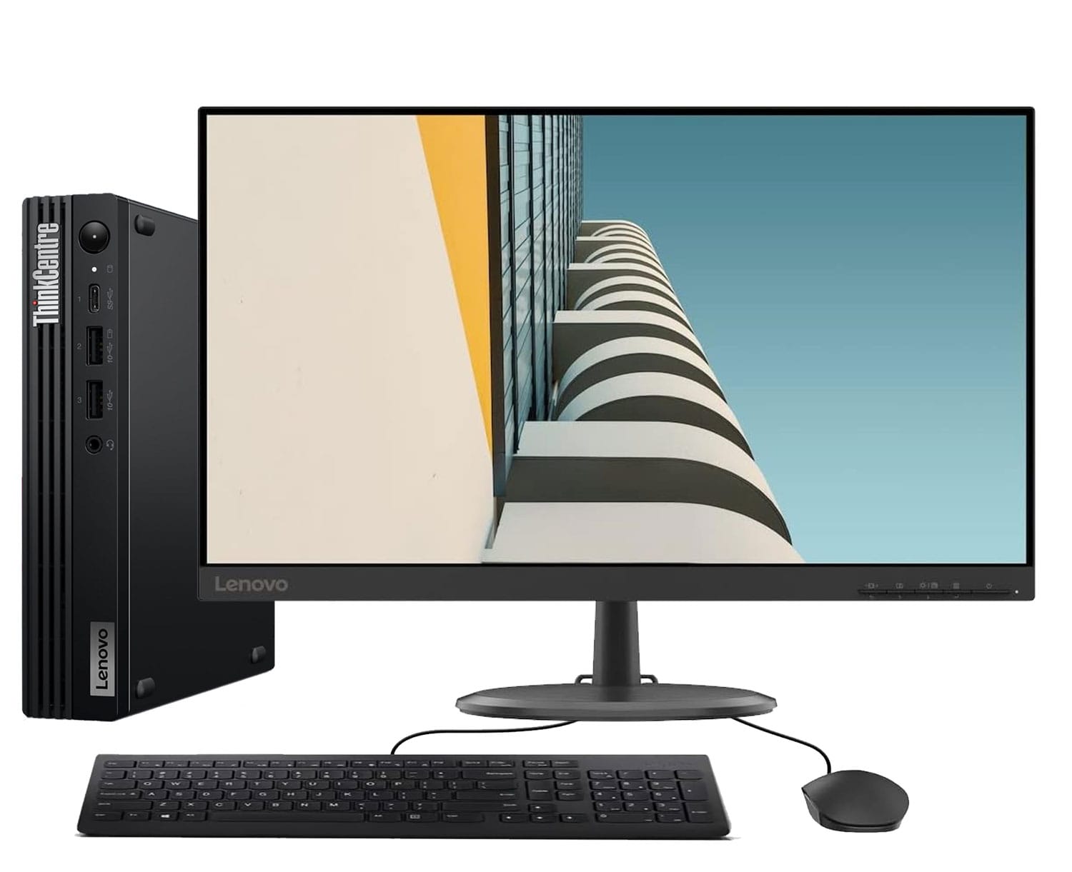 PC MINI USADA LENOVO THINKCENTRE M70Q Ci5-10400T – 8GB – 256GB – W10P + MONITOR C24-C20