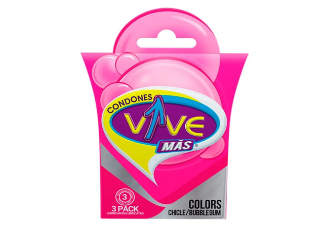 VIVE condones Colors chicle 3 unidades