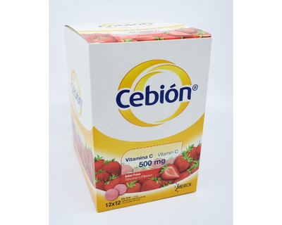 Cebión 500mg Masticables de Vitamina C sabor a Fresa por 12 unidades