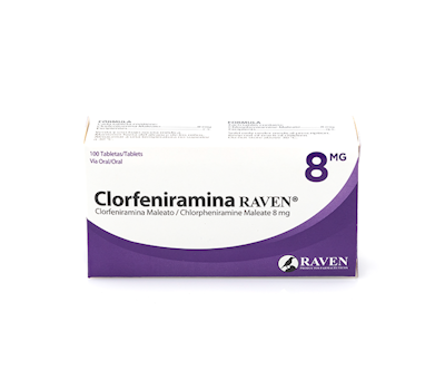 RAVEN CLORFENIRAMINA 8mg x 100 TABLETAS