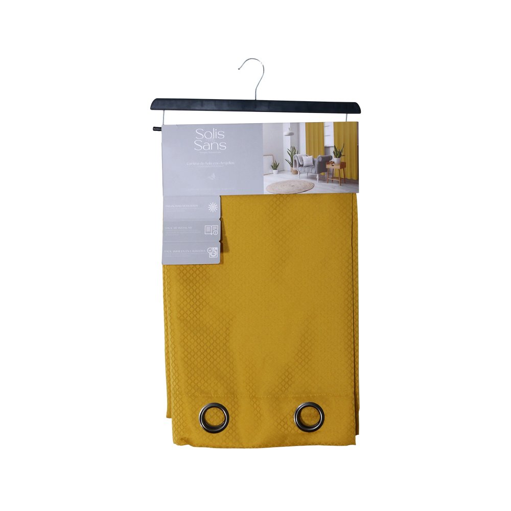 Cortina para ventana 97x213 cm jacquard diamond amarillo 2 piezas