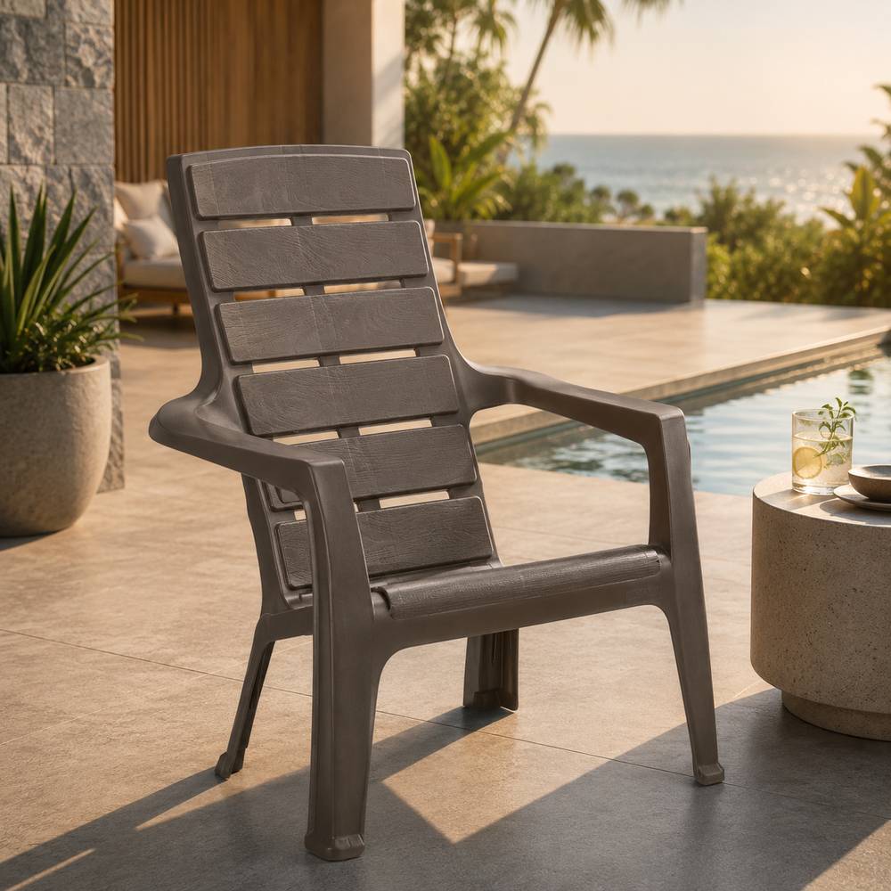 Silla playera de plastico 67.5x81.6x89cm cafe rimax