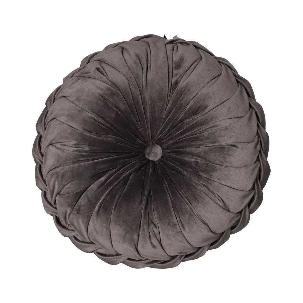 Cojin decorativo redondo de algodón 40 cm gris