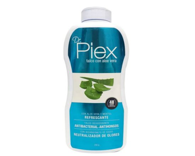 Dr. Piex, Talco Antibacterial, con Aloe Vera y Mentol, 250 g
