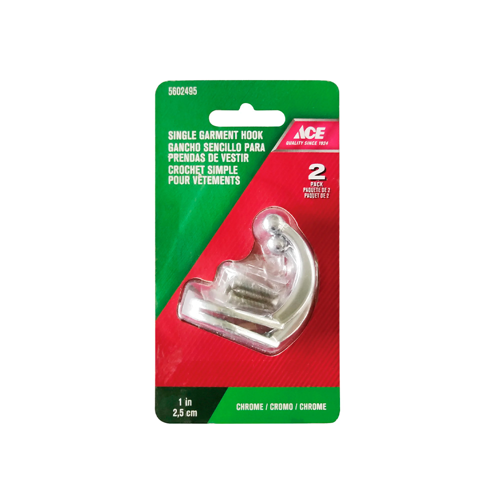 Gancho con tornillos 2.5cm (1pulgadas) cromado par