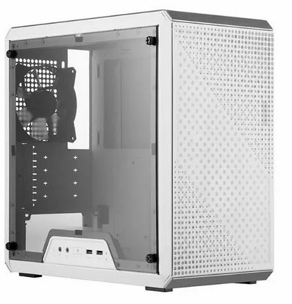 Case Cooler Master Mini Tower Masterbox Q300L Ventilador 1 de 120MM con Panel Lateral Acrílico Transparente – Blanco
