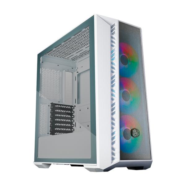 Case Cooler Master Gaming RGB Mid Tower Masterbox 520 Mesh Ventiladores 3 de 120MM con Vidrio Lateral y Malla Frontal – Blanco
