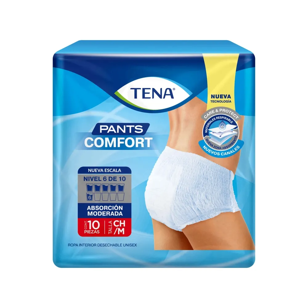 Ropa interior unisex tipo calzón Tena Pants Comfort Absorción Moderada Talla S/M - 10 piezas