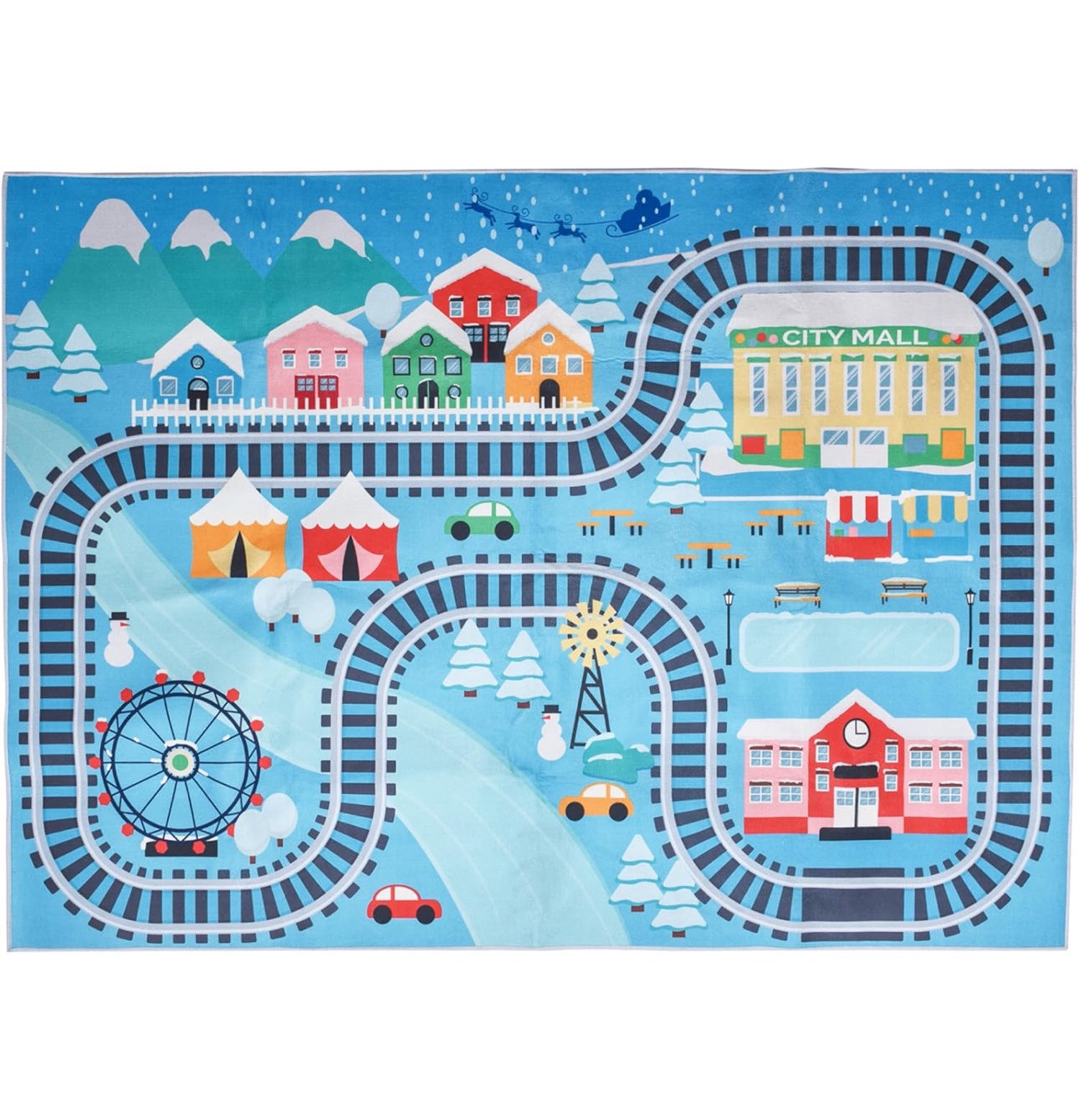 Alfombra Infantil Prosumer’s Choice con Diseño de Pista de Tráfico – 63×47 Pulgadas (160x120cm)- Alfombra de Juego Antideslizante para Niños – Decoración para Habitación o Área de Juego – Azul
