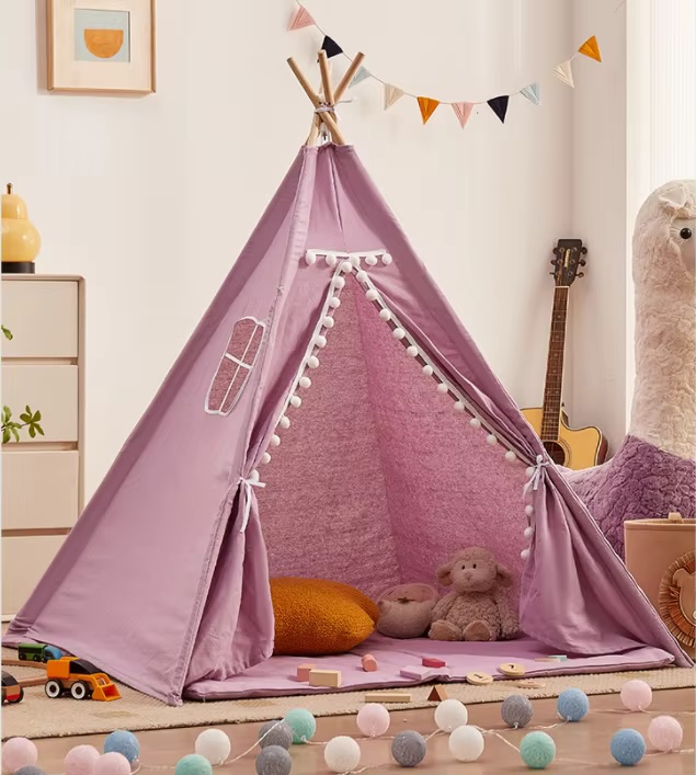 Tipi Tienda de Campaña para Niños 160cm con Alfombra – morado