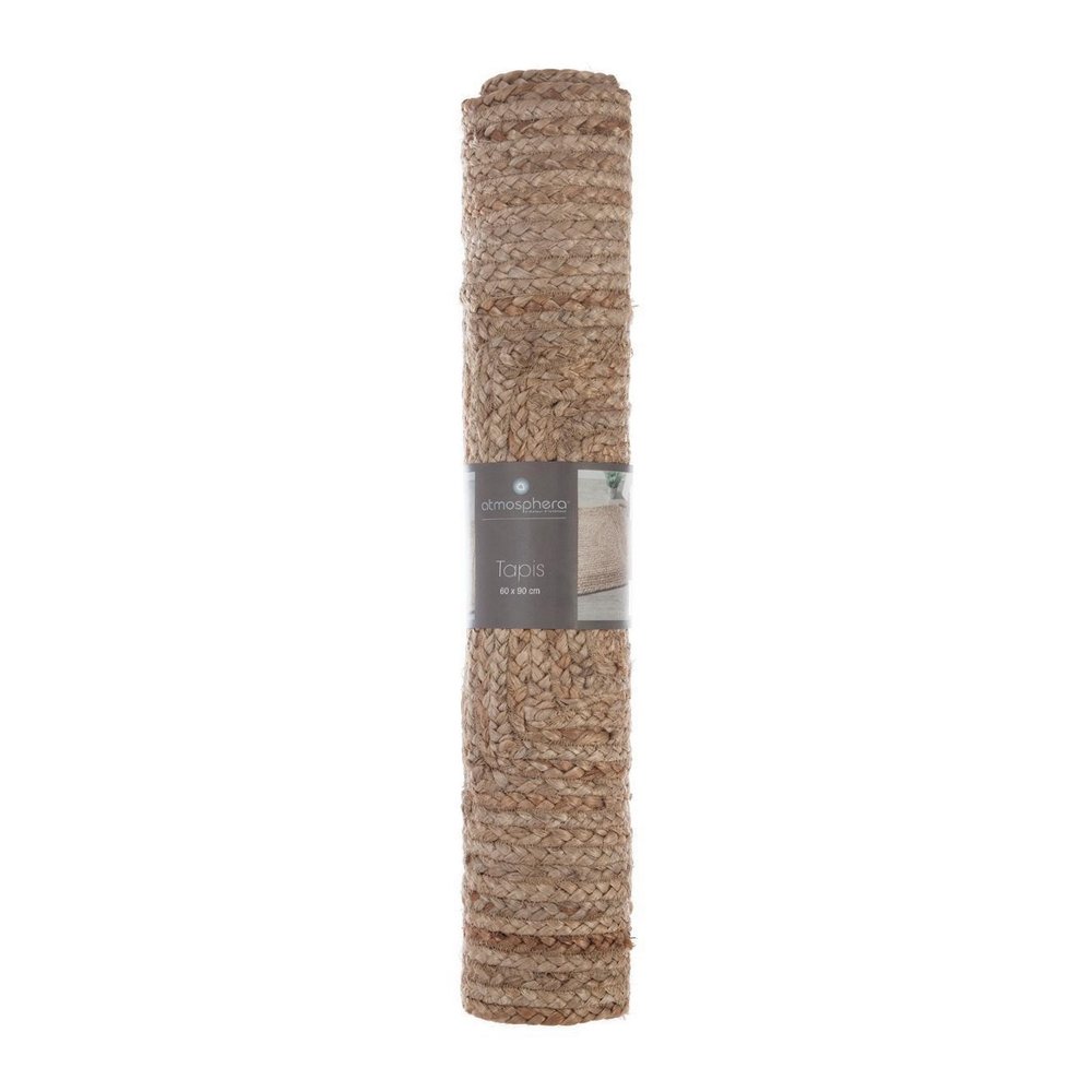 Alfombra decorativa de yute 90x60 cm beige histoire