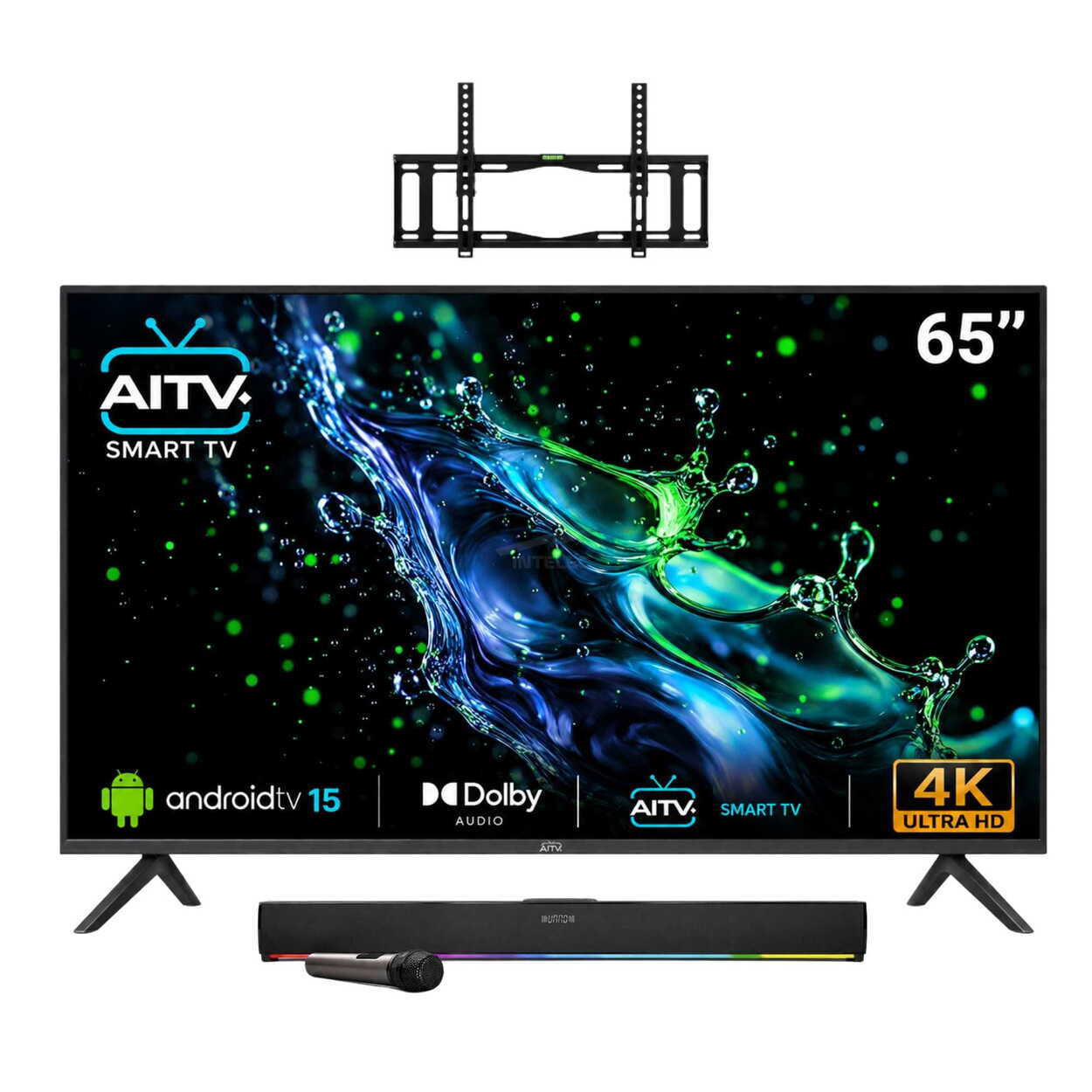 COMBO PANTALLA 65″ LED AITV VISIONX 4K SMART 2026