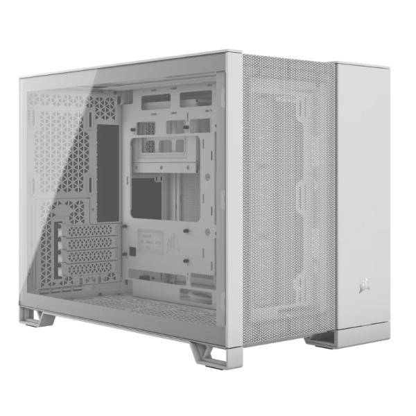 Case Corsair Gaming Mini Tower Airflow 2500D sin Ventilación Incluida con Vidrio Lateral y Malla Frontal – Blanco