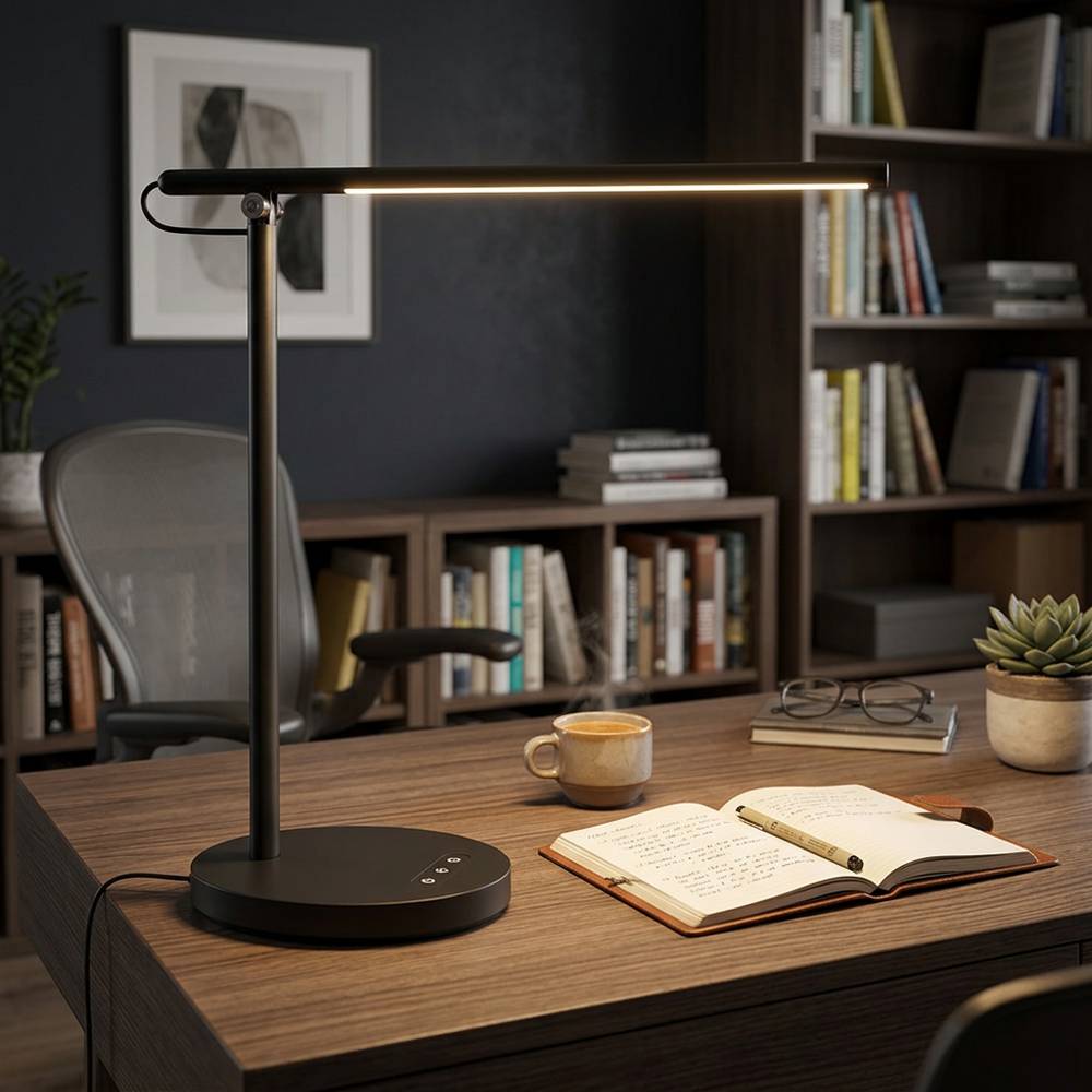 Lampara de escritorio led negra