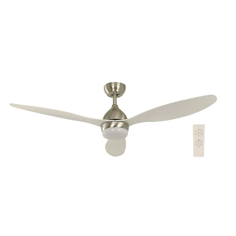 Ventilador techo 52" 3 aspas 1 luz níquel satinado designers lighting