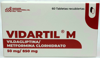 Vidartil M, 50 mg/850 mg, 60 tabletas recubiertas