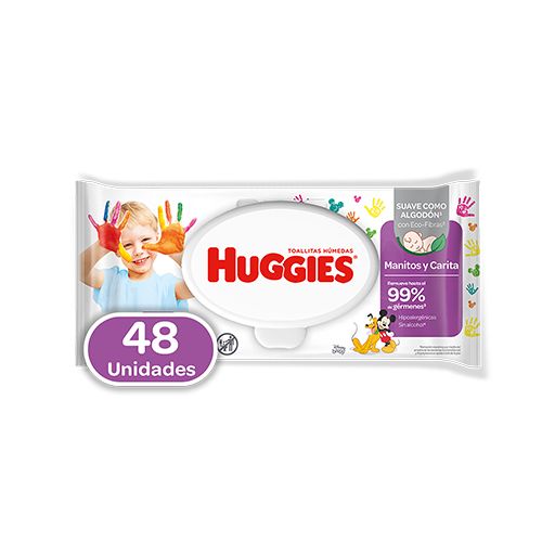 TOALLAS HÚMEDAS HUGGIES MANITOS Y CARITA 48 UNIDS