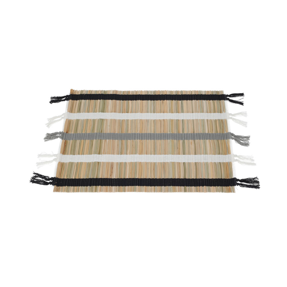 Individual de mimbre 45x35 cm lineas negro-gris