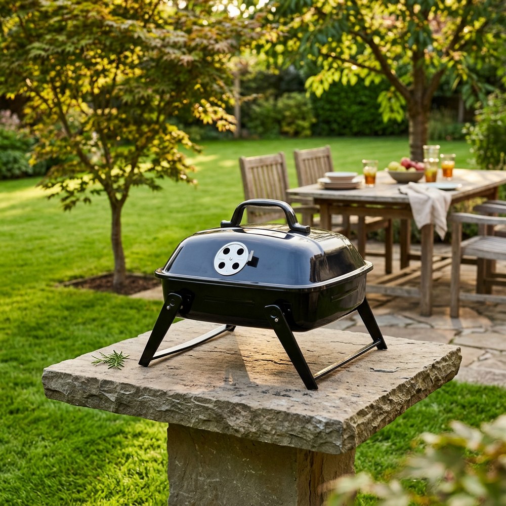Barbacoa carbon 11.8x14 pulg negro table top