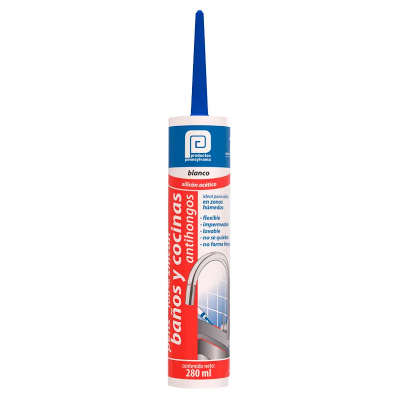 Silicón baños y cocinas antihongos 280 ml blanco