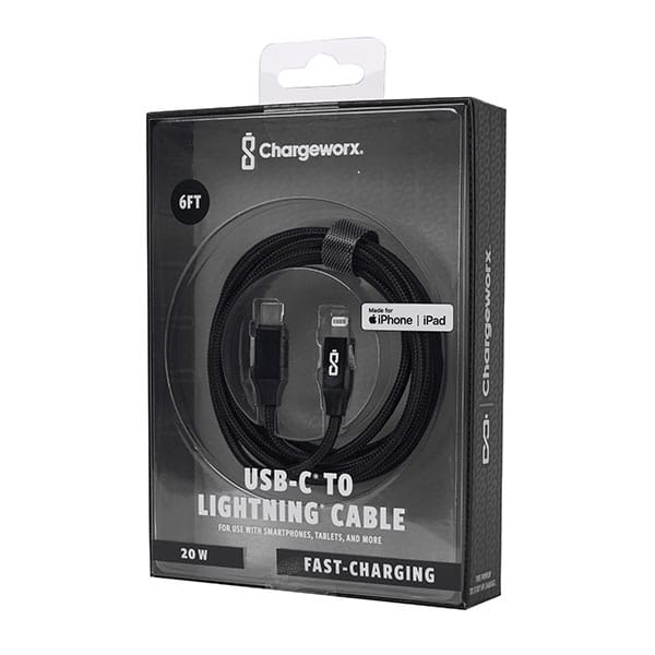 ChargeWorx Cable USB-C a Lightning negro